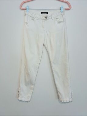 Balenciaga.Pants White Cotton Slim Ankle Zip Trousers Size 38